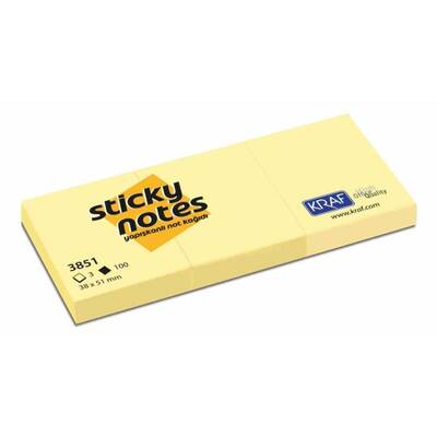 Kraf Yapışkanlı Not Kağıdı Sarı 38x51 mm Kraf