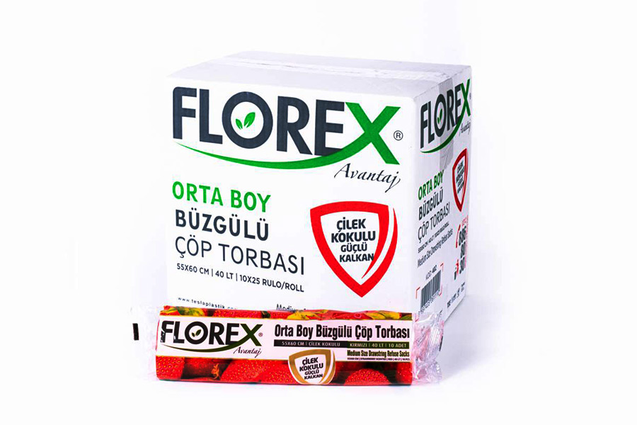 Çilek Kokulu Büzgülü Orta Boy Çöp Torbası