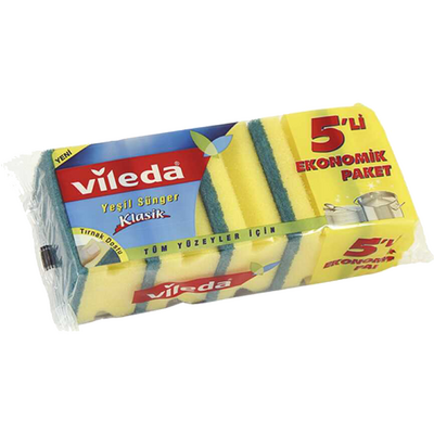 Vileda Yeşil Oluklu Klasik Sünger 5`li Vileda