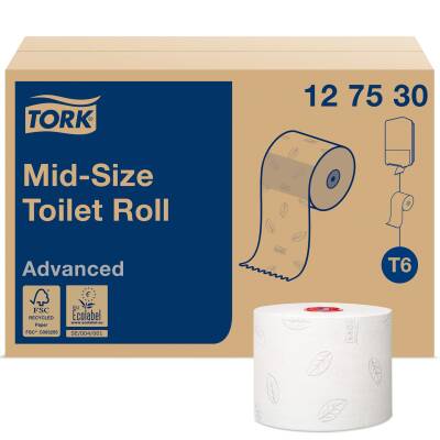 Tork Advanced Çift Rulo Orta Boy Tuvalet Kağıdı - Çift Katlı - 100 metre - 27`li Rulo Tork