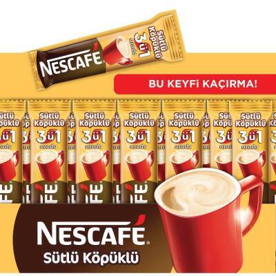 Nescafe 3'ü 1 Arada Kahve Sütlü Köpüklü 17,4 gr 72`li Nescafe