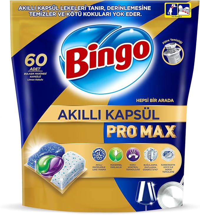 Bingo Akıllı Kapsül Pro Max Bulaşık Makinesi Deterjanı Tableti 60'lı