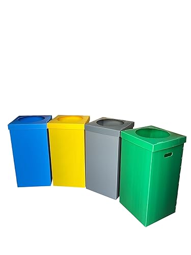 Plastik geri dönüşüm kutusu iç mekan sıfır atık ve geri dönüşüm kutusu 35x35x70cm plastik oluklu kagıt cam metal plastik atıklar için 4lü set corrugated plastic sheets oluklu plastik koli